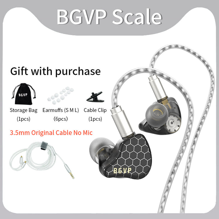 BGVP Scale Dual Dynamic Circle In-Ear Monitors HiFiGo No Mic Black 