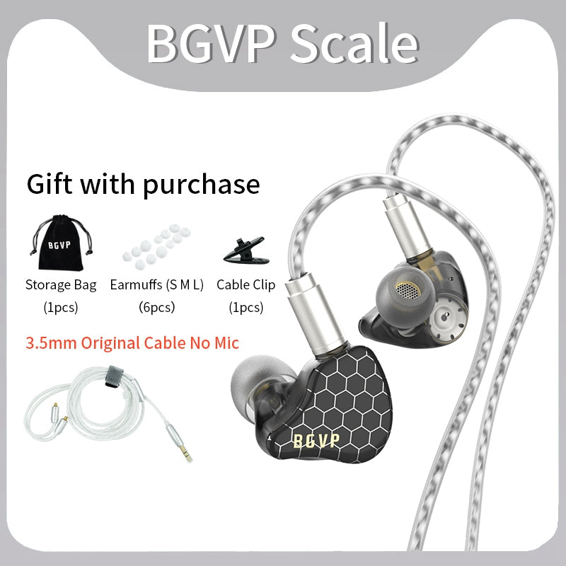 BGVP Scale Pro 1DD + 1BA Hybrid Driver In-Ear Monitors HiFiGo No Mic Black 