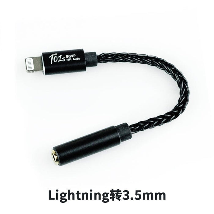 BGVP T01s Dac Decoding Audio HiFi Earphone Amplifier USB Type-C To 2.5/3.5/4.4 / Lightning To 3.5 HiFiGo Lightning To 3.5 Black Without USB Adapter 