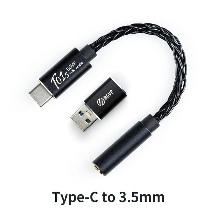 BGVP T01s Dac Decoding Audio HiFi Earphone Amplifier USB Type-C To 2.5/3.5/4.4 / Lightning To 3.5 HiFiGo Type-C To 3.5 Black 