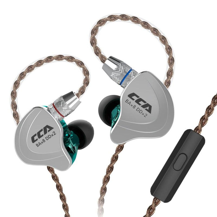 CCA C10 4BA+1DD Hybrid In Ear Earphone HiFiGo cyan with mic 