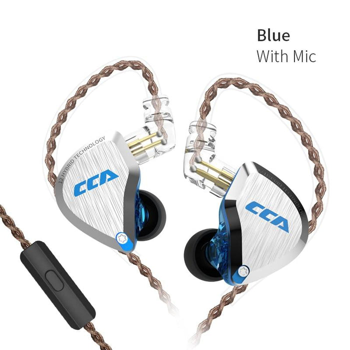 CCA C12 5BA+1DD Hybrid In Ear Earphone 6 Driver Unit HIFI IEM HiFiGo Blue with mic 
