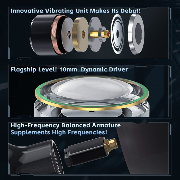 CVJ Konoka 1 Vibrating Driver+ 1 DD +1 BA HiFi Triple Hybrid In-Ear Earphones With 4 Acoustic Modes HiFiGo 