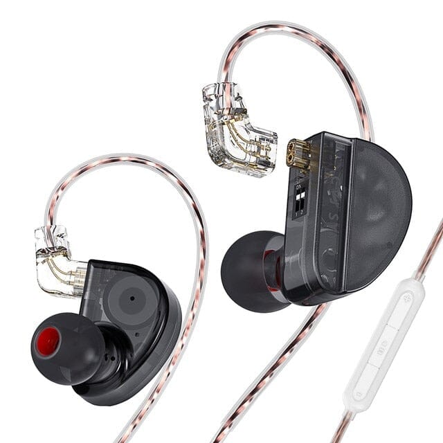 CVJ Konoka 1 Vibrating Driver+ 1 DD +1 BA HiFi Triple Hybrid In-Ear Earphones With 4 Acoustic Modes HiFiGo Konoka-Black- Mic 