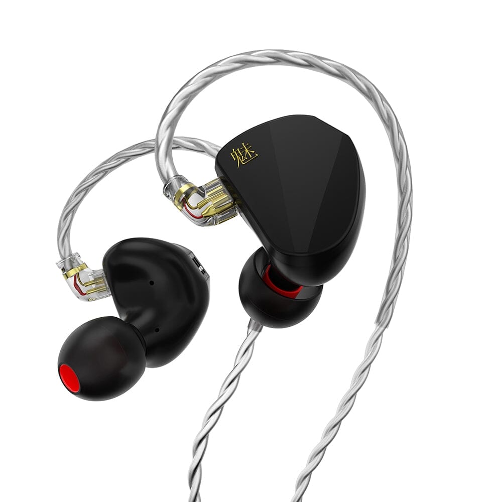 CVJ Mei 1DD + 2BA Knowles Balanced Armature Hybrid In-Ear Earphone Earphone HiFiGo Black-No Mic 