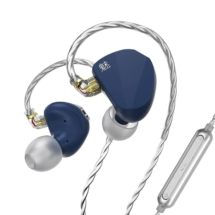 CVJ Mei 1DD + 2BA Knowles Balanced Armature Hybrid In-Ear Earphone Earphone HiFiGo Blue-With Mic 
