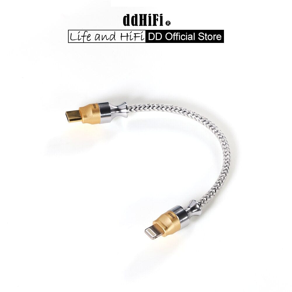 DD ddHiFi MFi07S Nyx Series Silver Shielded Lightning To USB-C HiFi OTG Cable (10cm/ 50cm) HiFiGo 