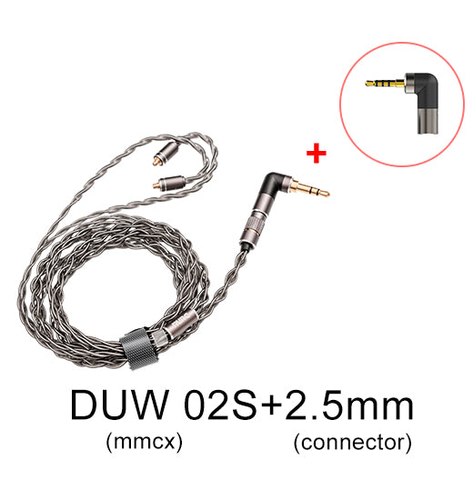 DUNU DUW02S DUW-02S High-purity Upgraded Earphone Cable HiFiGo MMCX(and 2.5mm) 