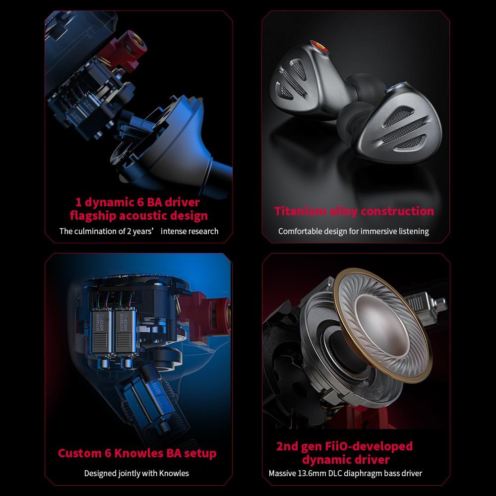 FiiO FH9 1DD+6BA Drivers HiFi in-ear Earphones HiFiGo 