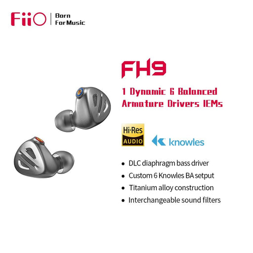 FiiO FH9 1DD+6BA Drivers HiFi in-ear Earphones HiFiGo 