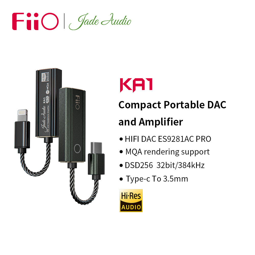 Anvendelig afbalanceret ironi FiiO/JadeAudio KA1 MQA TypeC to 3.5mm Dongle USB DAC — HiFiGo
