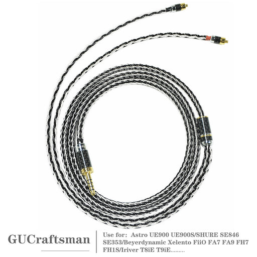 GUCraftsman 16 Strands 7N Single Crystal Copper/Silver Mixed Earphone Cable - MMCX Connector HiFiGo 