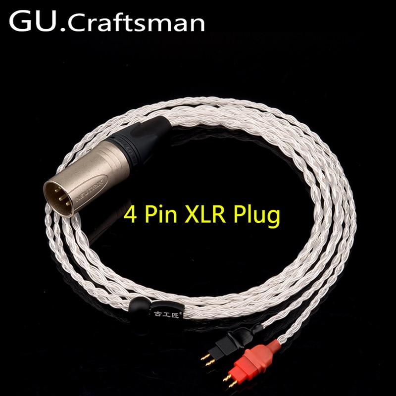 GUCraftsman 2.5/4.4mm Balance 16 core silver 4Pin XLR hd600 hd650 hd660s Headphone cables HiFiGo 