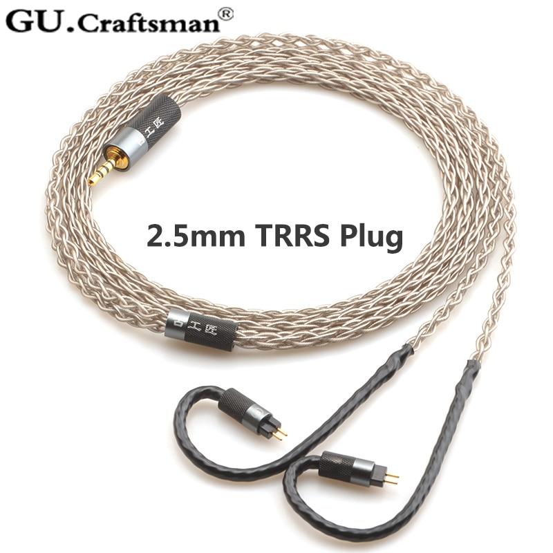 GUCraftsman 6n Silver Upgrade Cable for 2Pin 64audio a12t/u12 TIA