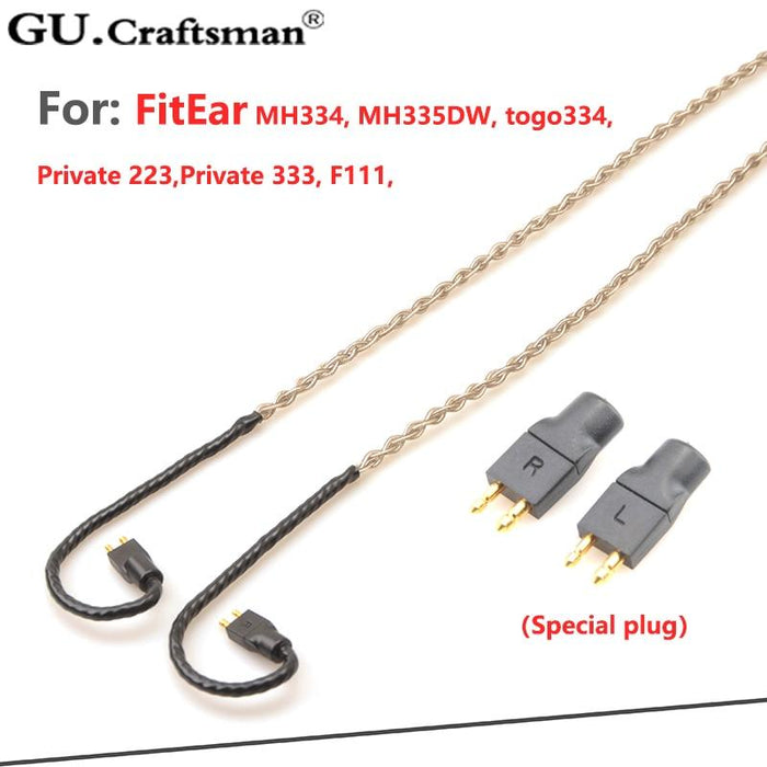 GUCraftsman 6N Silver Upgrade Cable for FitEar MH334 MH335DW togo334 Private 223 Private 333 F111 HiFiGo 