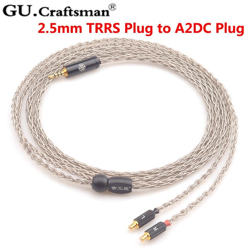 GUcraftsman 6n Silver Upgrade Cables for ATH-CKR90is CKR100is CKR1100is LS400 LS300 LS200 E40 HiFiGo 