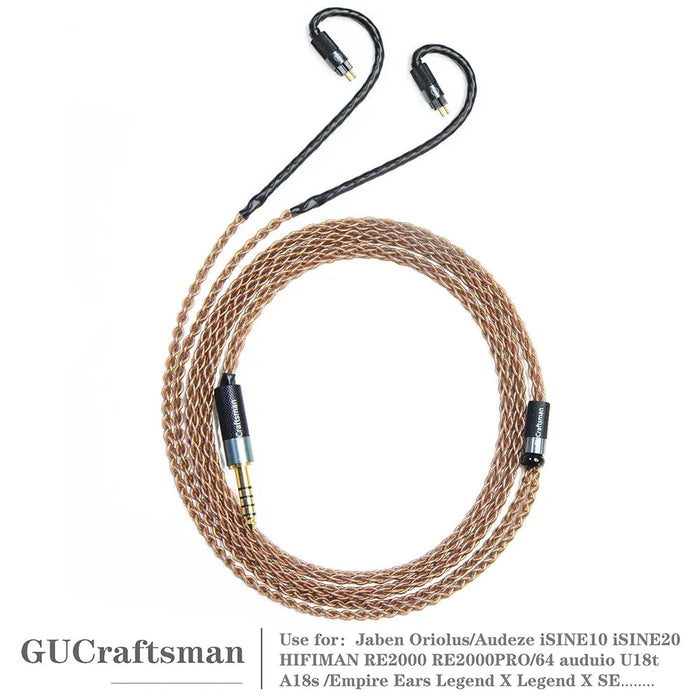 GUCraftsman 6N Single Crystal Copper 0.78mm Earphone Cables For 64audio A12t/U12 A18 TIA Oriolus RE2000PRO iSINE20 HiFiGo 