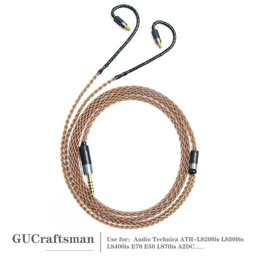 GUCraftsman 6N Single Crystal Copper Earphone Cable For Audio Techni ATH-LS200is LS300is LS400is E70 E50 LS70is A2DC HiFiGo 