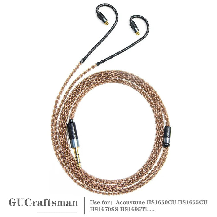 GUCraftsman 6N Single Crystal Copper Earphone Cables For Acoustune HS1650CU HS1655CU HS1670SS HS1695Ti HiFiGo 