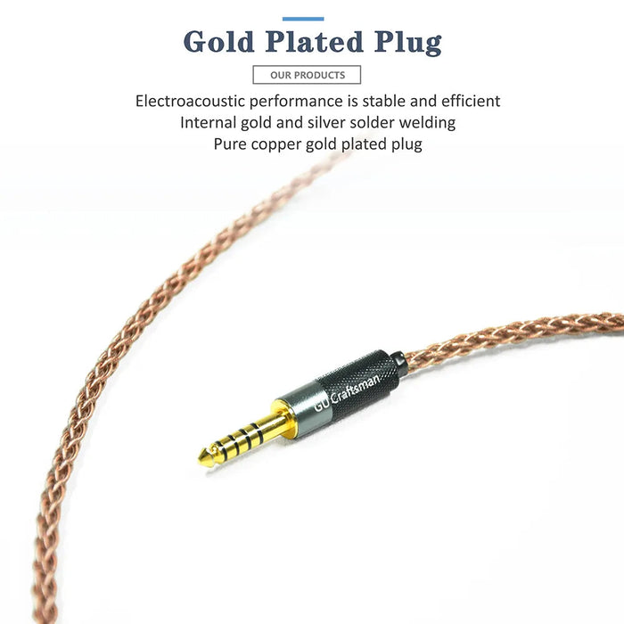 GUCraftsman 6N Single Crystal Copper Earphone Cables For Audio Technica ATH-IM50 IM70 IM01 IM02 IM03 IM04 HiFiGo 