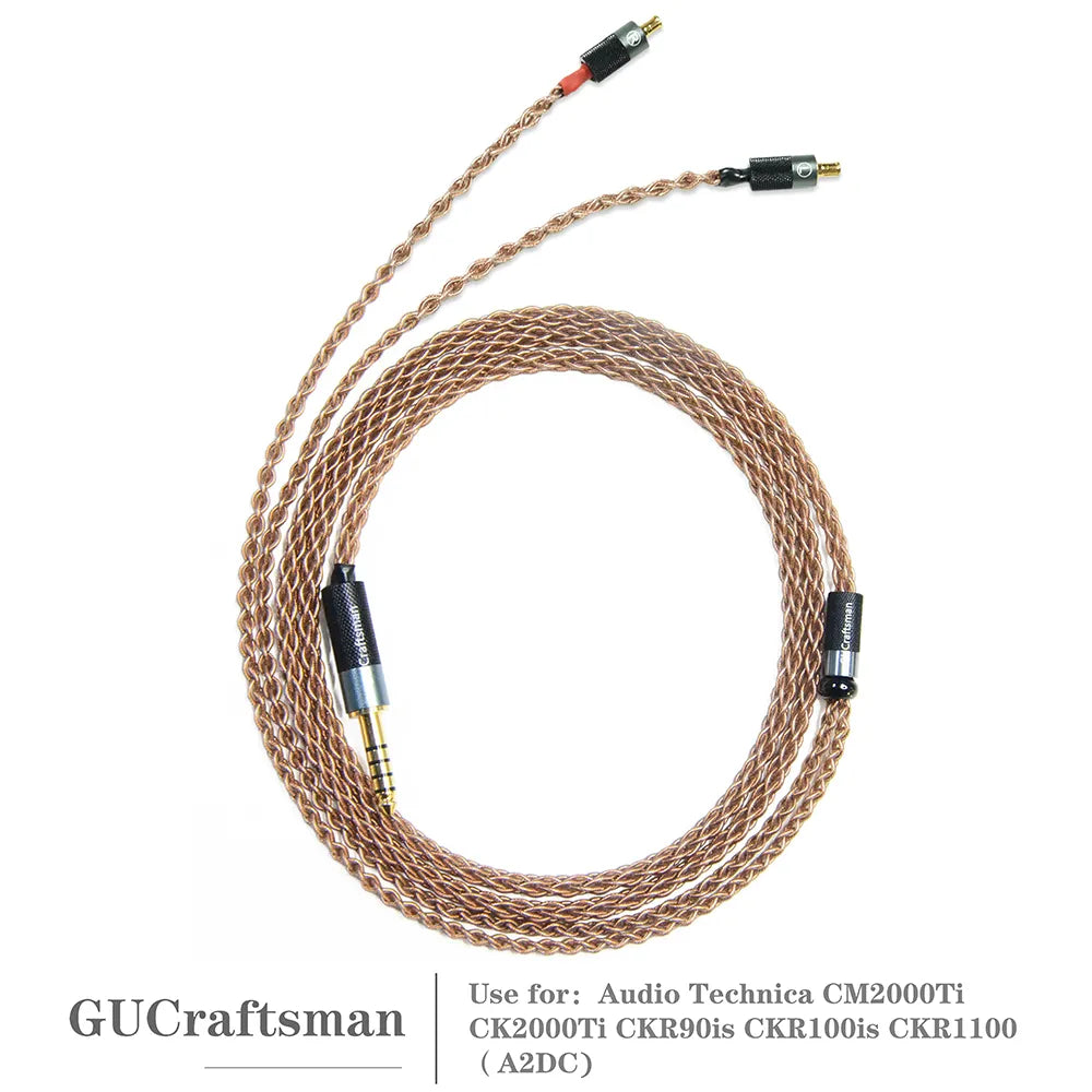 GUCraftsman 6N Single Crystal Copper Earphone Cables For Audio Technica CM2000Ti CK2000Ti CKR90is CKR100is CKR1100 HiFiGo 