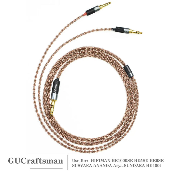 GUCraftsman 6N Single Crystal Copper Headphone Cables For HIFIMAN SUSVARA ANANDA Arya SUNDARA HE1000SE HE5SE HE6SE HiFiGo 