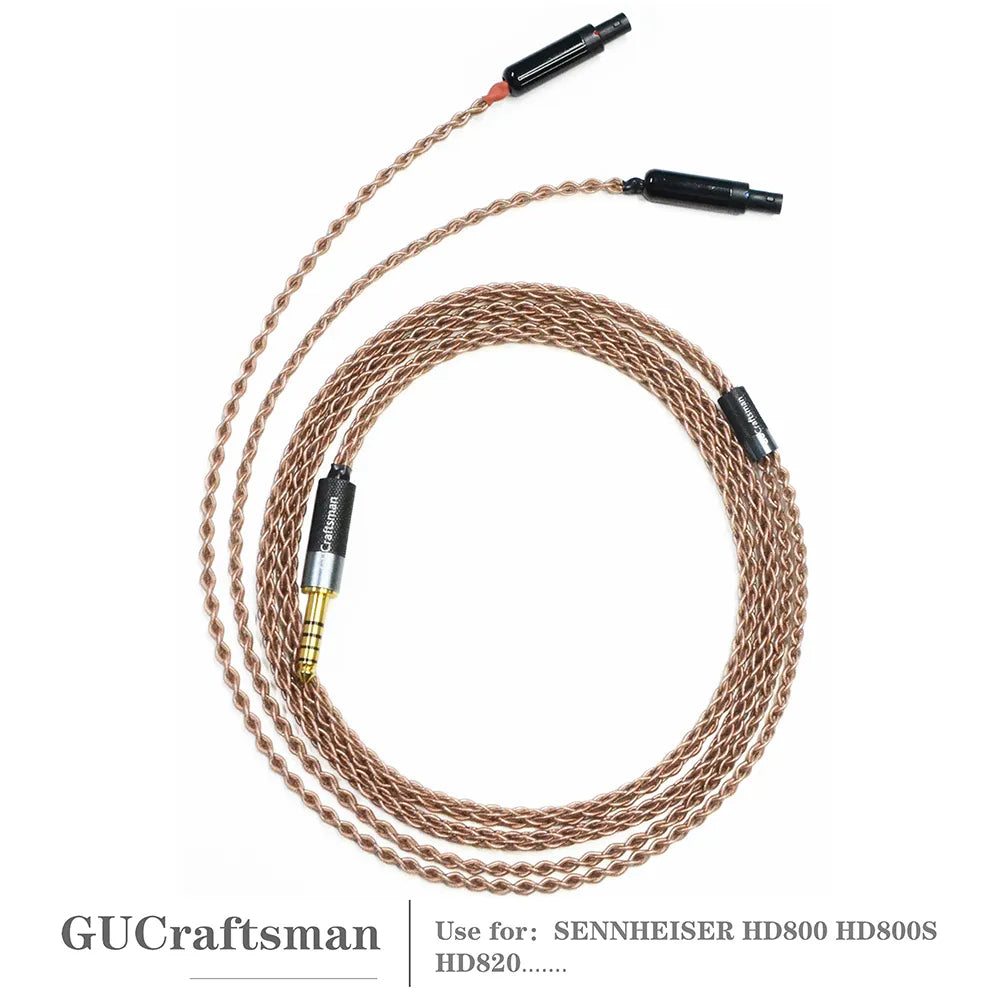 GUCraftsman 6N Single Crystal Copper Headphone Cables For SENNHEISER HD800 HD800S HD820 HiFiGo 