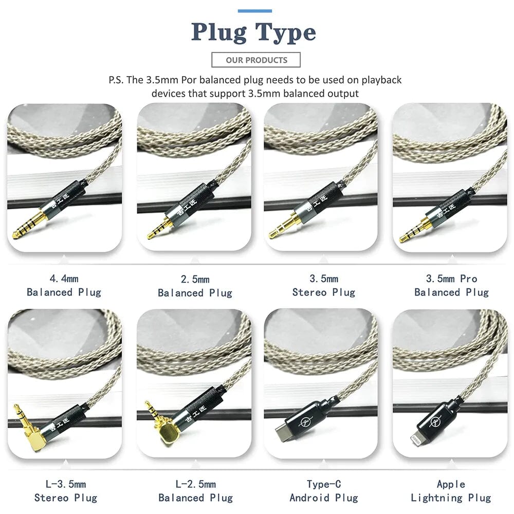 GUCraftsman 6N Single Crystal Silver 0.78mm Earphone Cables For A12t/U12 A18 TIA Oriolus RE2000PRO iSINE20 HiFiGo 