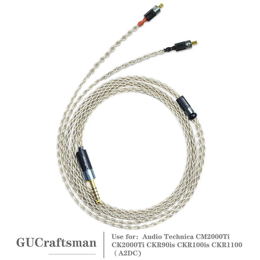 GUCraftsman 6N Single Crystal Silver Earphone Cables For Audio Technica CM2000Ti CK2000Ti CKR90is CKR100is CKR1100 HiFiGo 