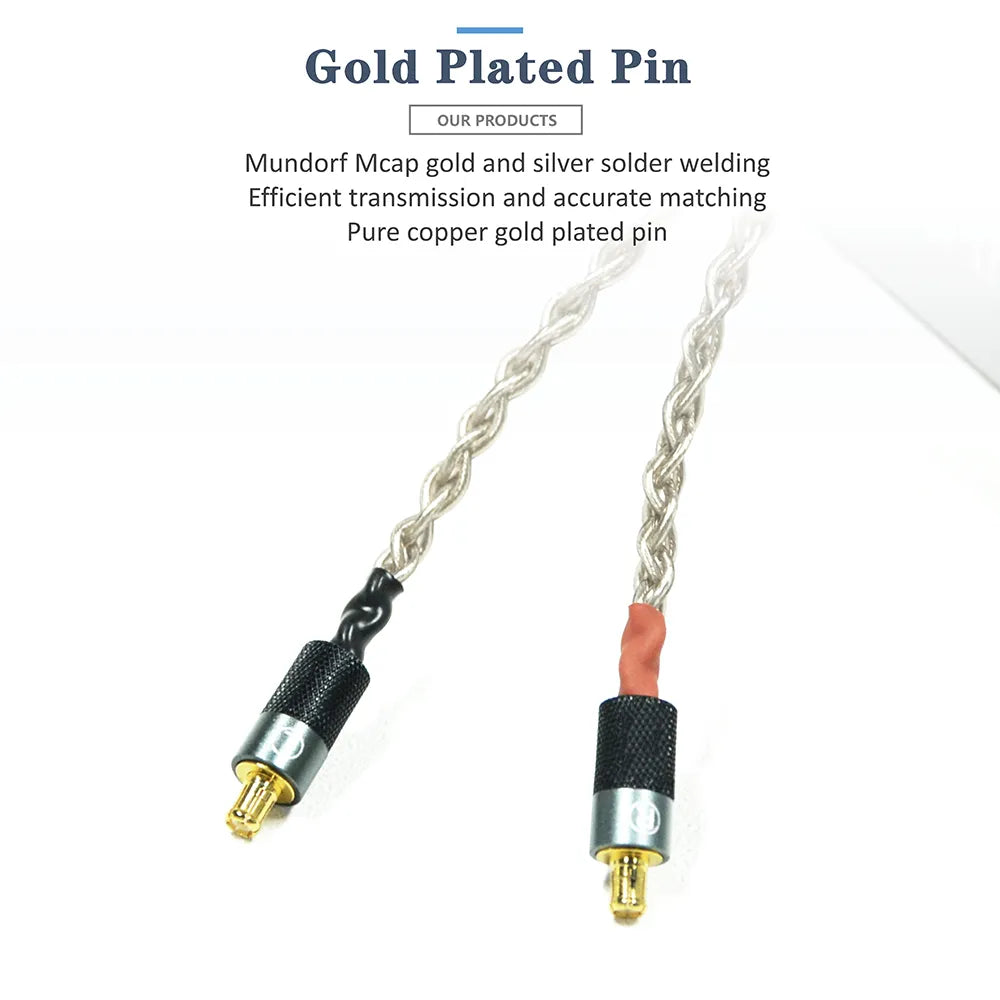 GUCraftsman 6N Single Crystal Silver Earphone Cables For Audio Technica CM2000Ti CK2000Ti CKR90is CKR100is CKR1100 HiFiGo 