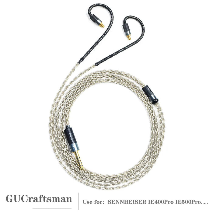 GUCraftsman 6N Single Crystal Silver Earphone Cables For SENNHEISER IE400Pro IE500Pro HiFiGo 