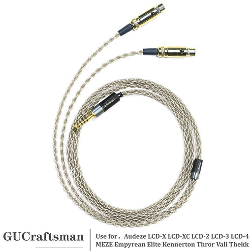 GUCraftsman 6N Single Crystal Silver Headphone Cables For Audeze LCD-X LCD-XC LCD-2 LCD-3 LCD-4 HiFiGo 