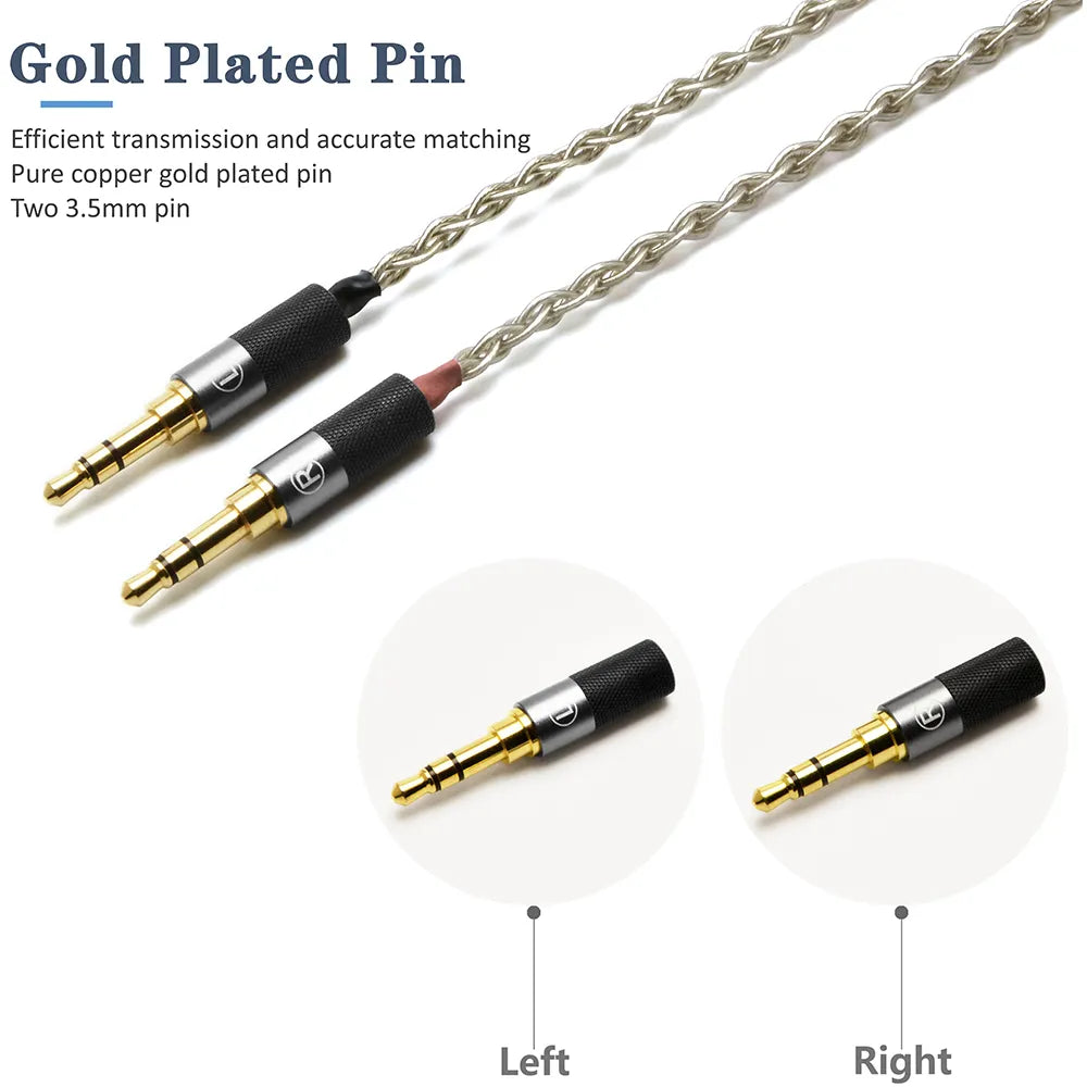 GUCraftsman 6N Single Crystal Silver Headphone Cables For HIFIMAN SUSVARA ANANDA Arya SUNDARA HE1000SE HE5SE HE6SE HiFiGo 