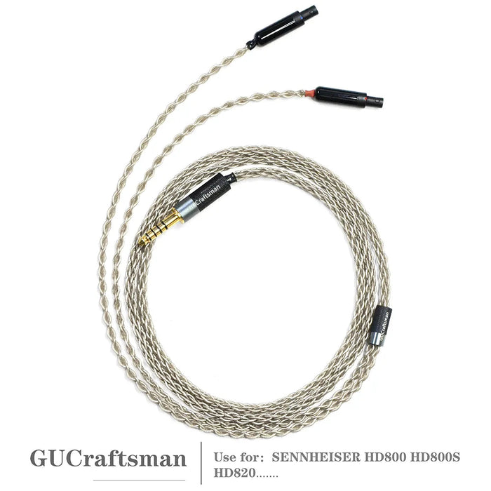 GUCraftsman 6N Single Crystal Silver Headphone Cables For SENNHEISER HD800 HD800S HD820 HiFiGo 