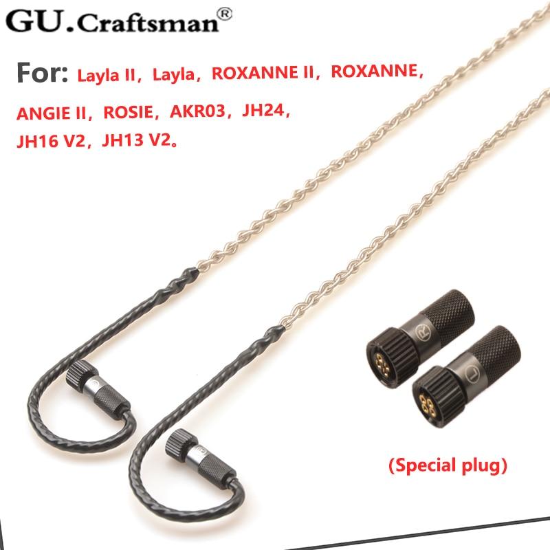 GUCraftsman 8-core Silver Upgrade Cables for Jerry Harvey JH24 AKR03 AKR02 JH16 JH13 V3 ROXANNE II layla Roxanne HiFiGo 