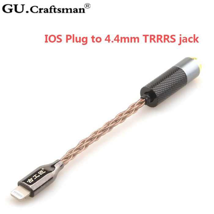 GUCraftsman 8core occ Copper Headphone Cable Adapter for iPhone11/8s Plus X Max/xr 8/11Pro Max to 2.5/4.4mm Balance HiFiGo 