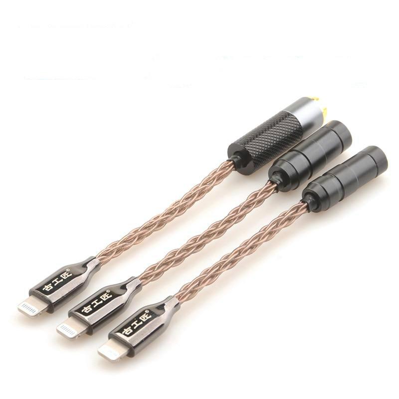 GUCraftsman 8core occ Copper Headphone Cable Adapter for iPhone11/8s Plus X Max/xr 8/11Pro Max to 2.5/4.4mm Balance HiFiGo 