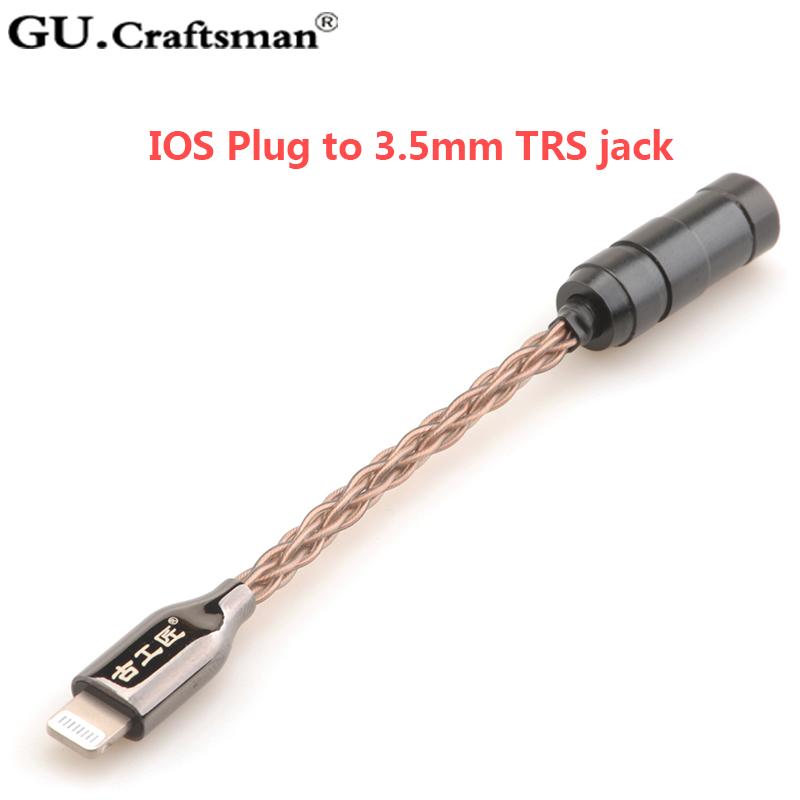 GUCraftsman 8core occ Copper Headphone Cable Adapter for iPhone11/8s Plus X Max/xr 8/11Pro Max to 2.5/4.4mm Balance HiFiGo 