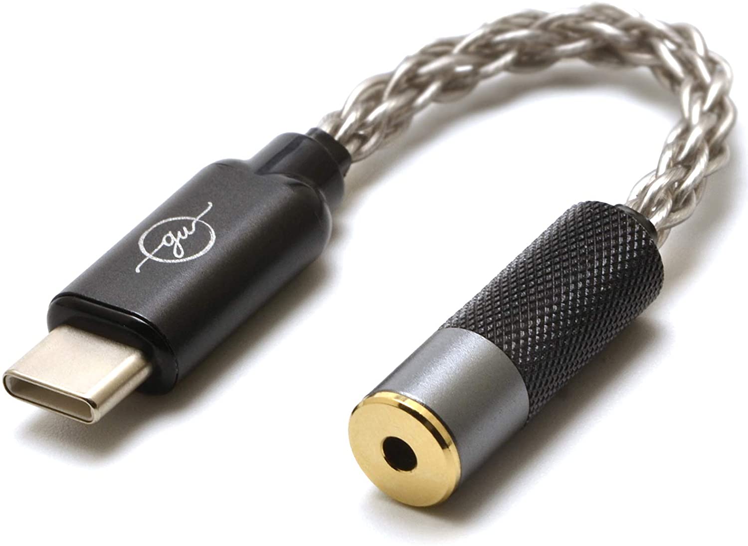 GUCraftsman Crystal Silver Aux Audio Dongle Cable Cord to 2.5mm Balanced Adapter for Android/Windows/MacOSX System Smartphone Laptop HiFiGo Type-C to 2.5mm 