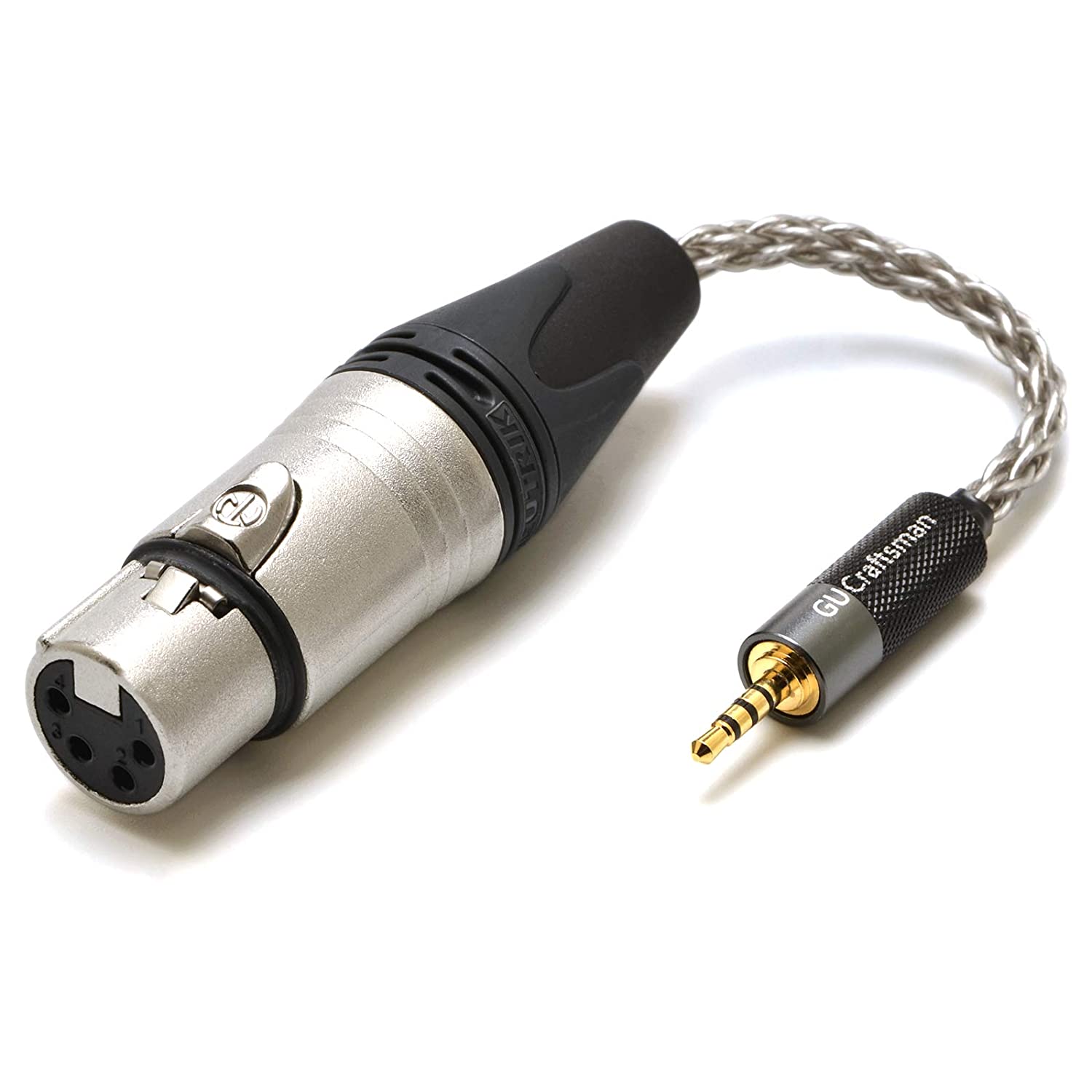 GUCraftsman Headphone Adapter Cable 6N Single Crystal Silver Headphone Jack Convert Cable for Audio Players HiFiGo 2.5mm to 4 Pin XLR 