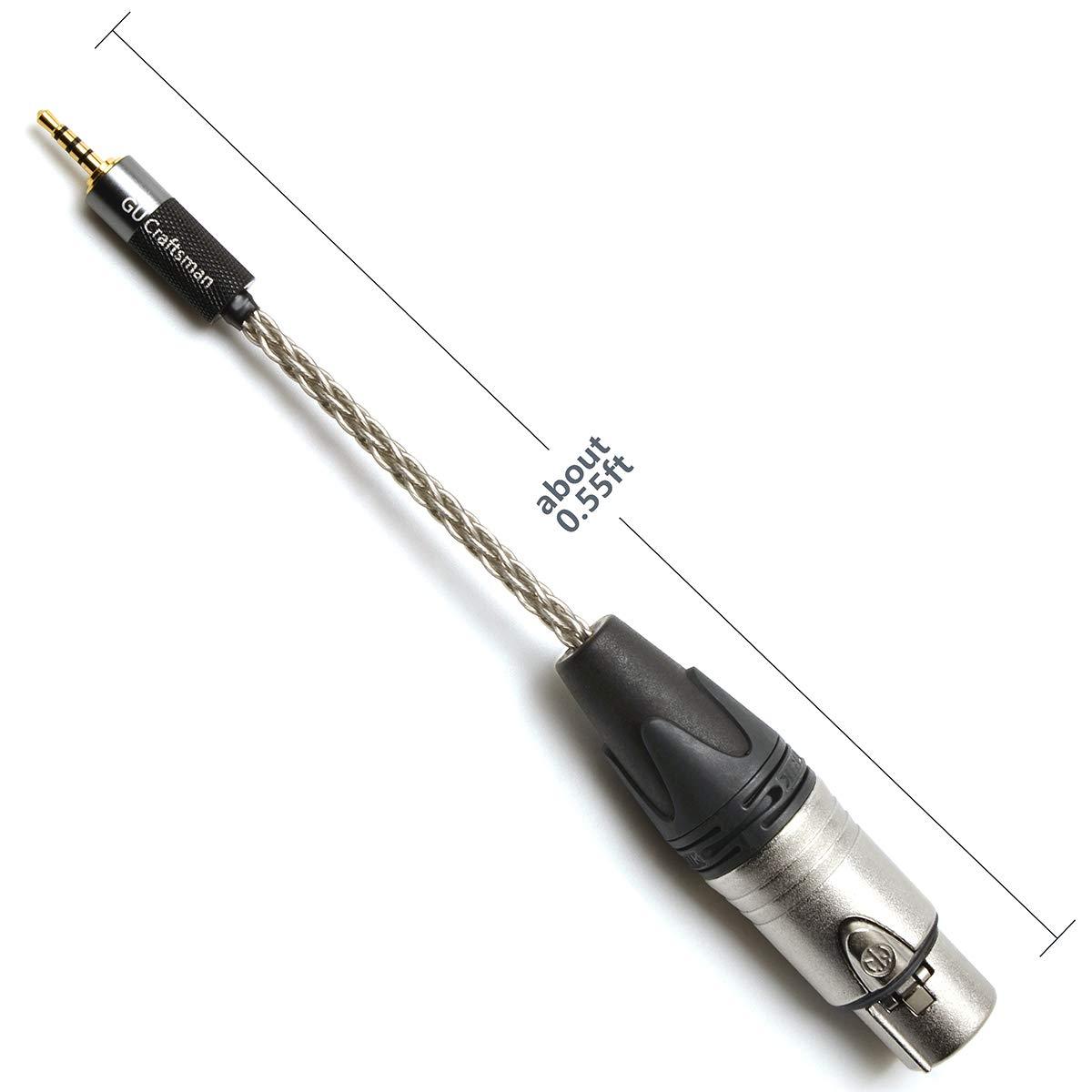 GUCraftsman Headphone Adapter Cable 6N Single Crystal Silver Headphone Jack Convert Cable for Audio Players HiFiGo 