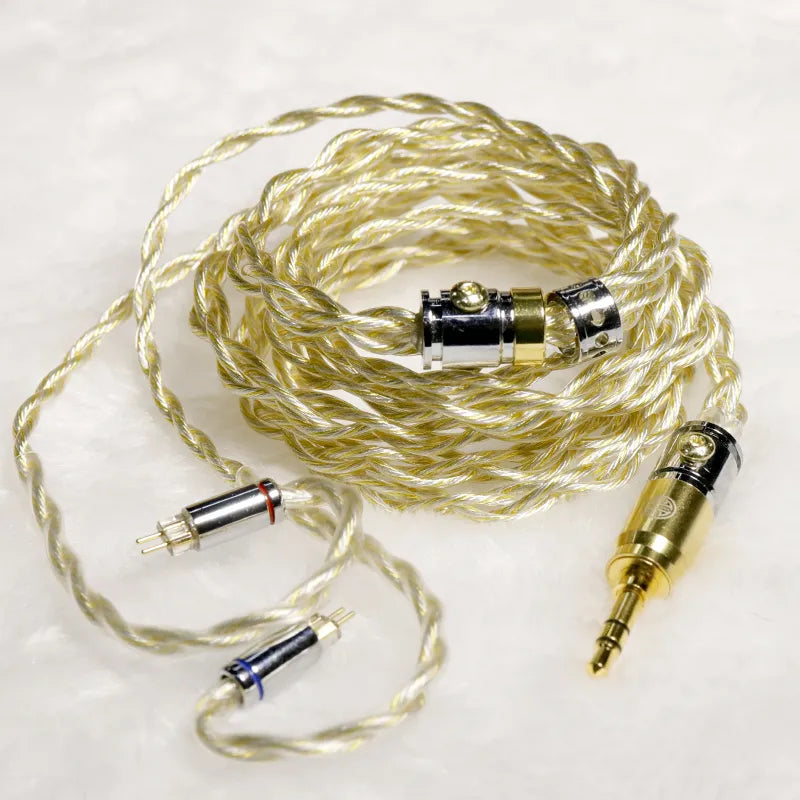 Hakugei Arcanist Gold Silver Copper Palladium Hybrid Upgrade Earphone Cable Earphone Cable HiFiGo 