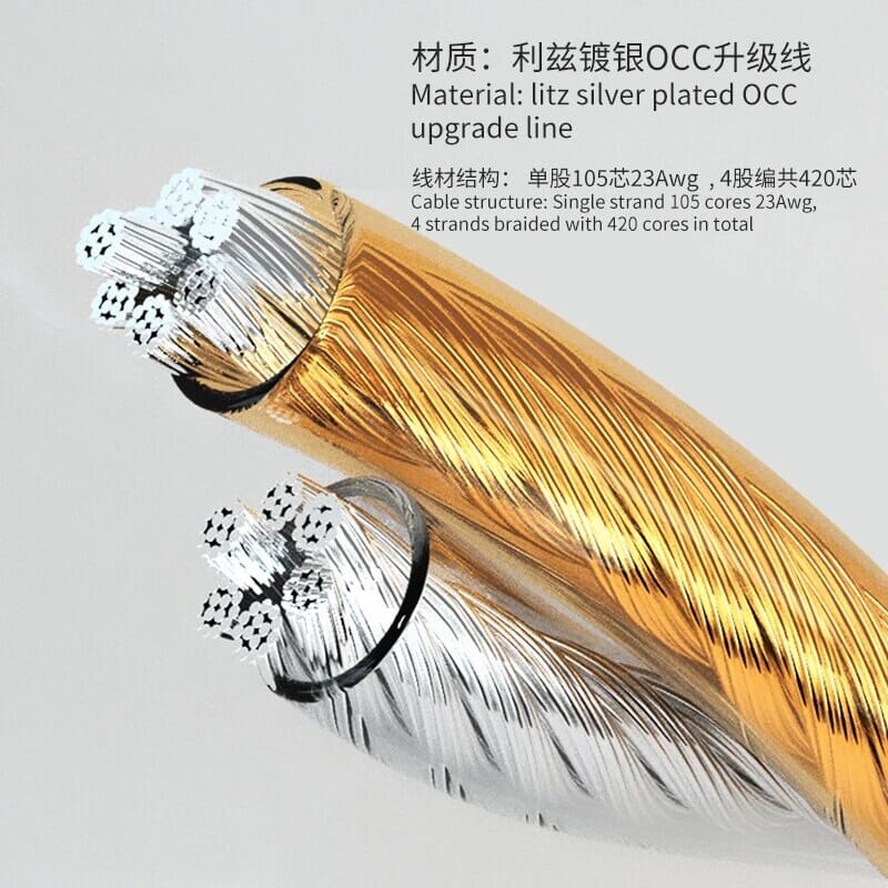 HAKUGEI Daju Litz Silver-Plated 6N OCC Upgrade Cable HiFiGo 
