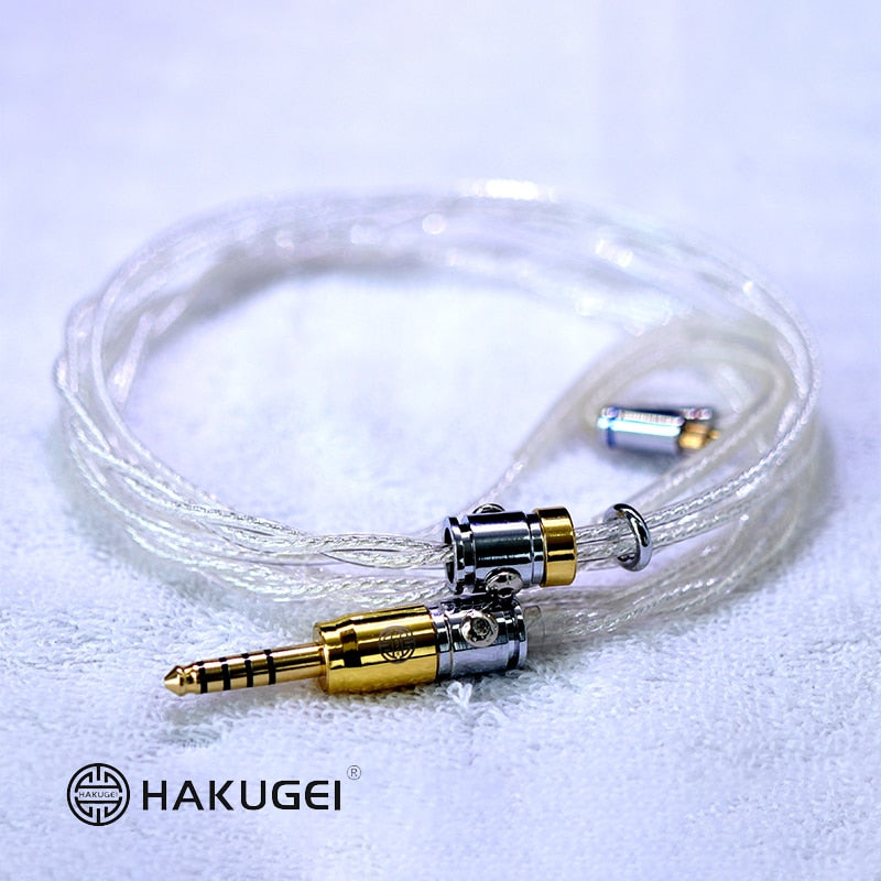 HAKUGEI Glacier Silver Plated 6N OCC HiFi Earphone Cable 4.4 3.5 2.5-0.78 MMCX QDC A2DC JH Fitear Earphone Cable HiFiGo 