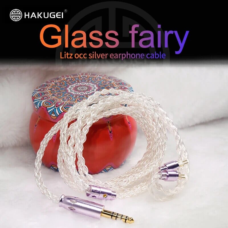 HAKUGEI Glass Fairy Litz 5N OCC Silver Upgrade Earphone Cable HiFiGo 3.5mm to 2pin 