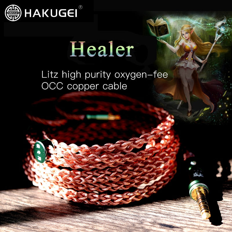 HAKUGEI Healer Litz High Purity Oxygen-fee OCC Copper Earphone Cable 3.5 2.5 4.4-MMCX 0.78 QDC HiFiGo 