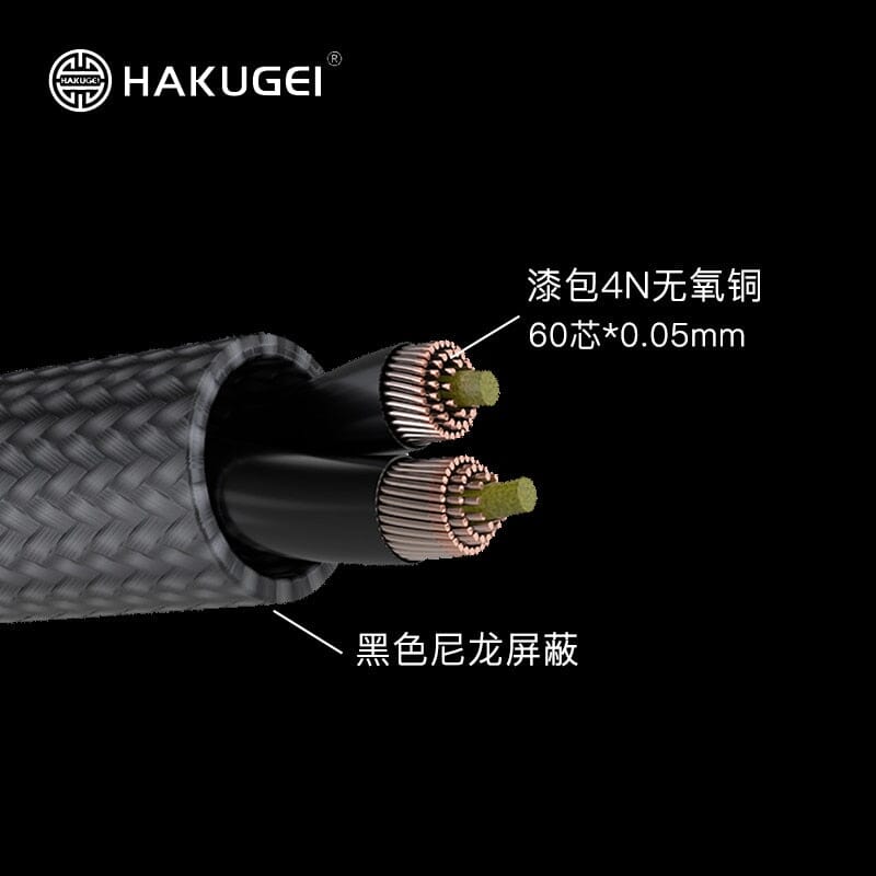 HAKUGEI Kuro Nylon Shielding Litz Hifi Earphone Cable