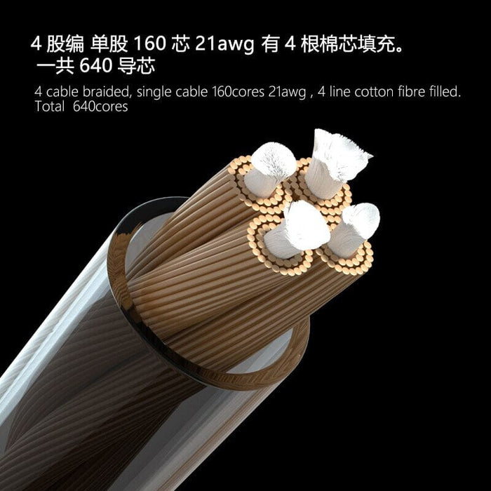 HAKUGEI Lothar 7N OCC Copper Earphone Cable With 2Pin 0.78 MMCX - 2.5 / 3.5 / 4.4 / Type-C / Lightning HiFiGo 