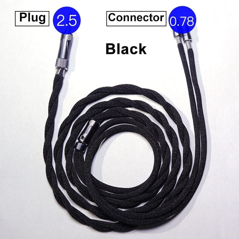HAKUGEI Lucky Voice Headset Cable 2.5 3.5 4.4 - 0.78 2Pin / MMCX HiFiGo Black 2.5mm-2pin 0.78mm 