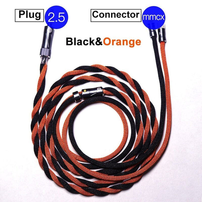 HAKUGEI Lucky Voice Headset Cable 2.5 3.5 4.4 - 0.78 2Pin / MMCX HiFiGo Black&Orange 2.5mm-mmcx 